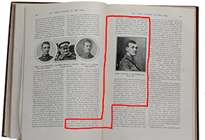 Open copy of The Times' book showing Reynolds' entry